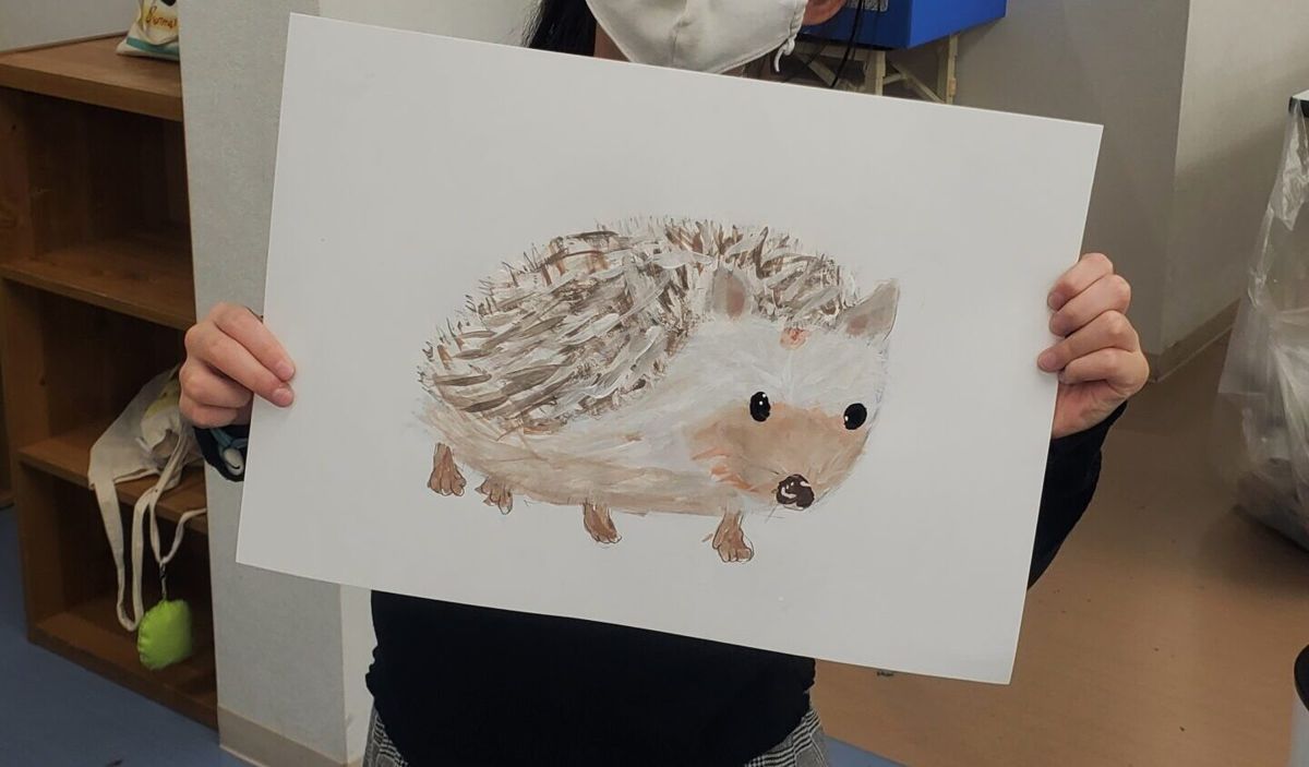 生徒の作品：ハリネズミの絵